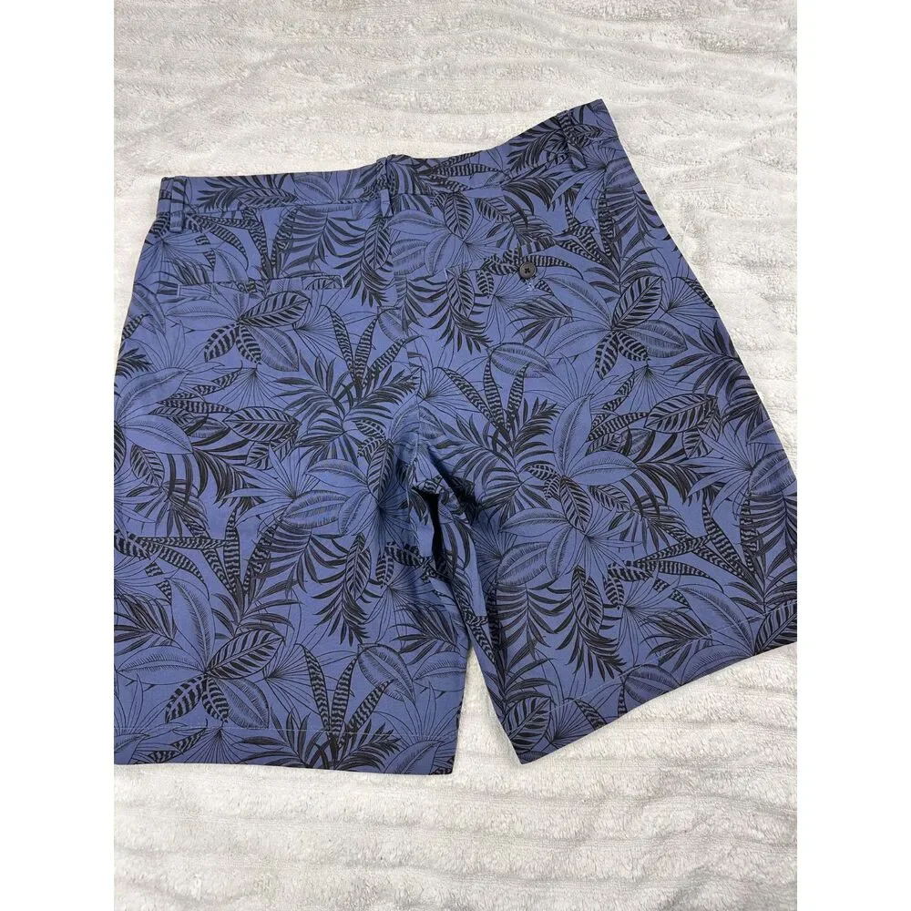 Banana Republic Aiden Shorts Mens 31 Blue Tropical Chino Casual Stretch